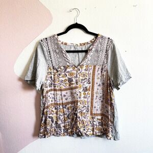 Anthropologie Tiny Patchwork Top Women's Festival Boho Bohemian Large